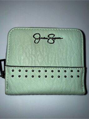 Jessica Simpson Mint Green Studded Zip Wallet